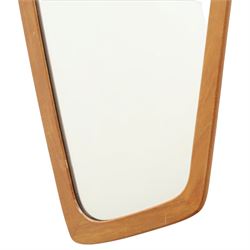 Mid 20th century Danish teak framed asymmetric mirror, stamped 'Made in Denmark' on the back