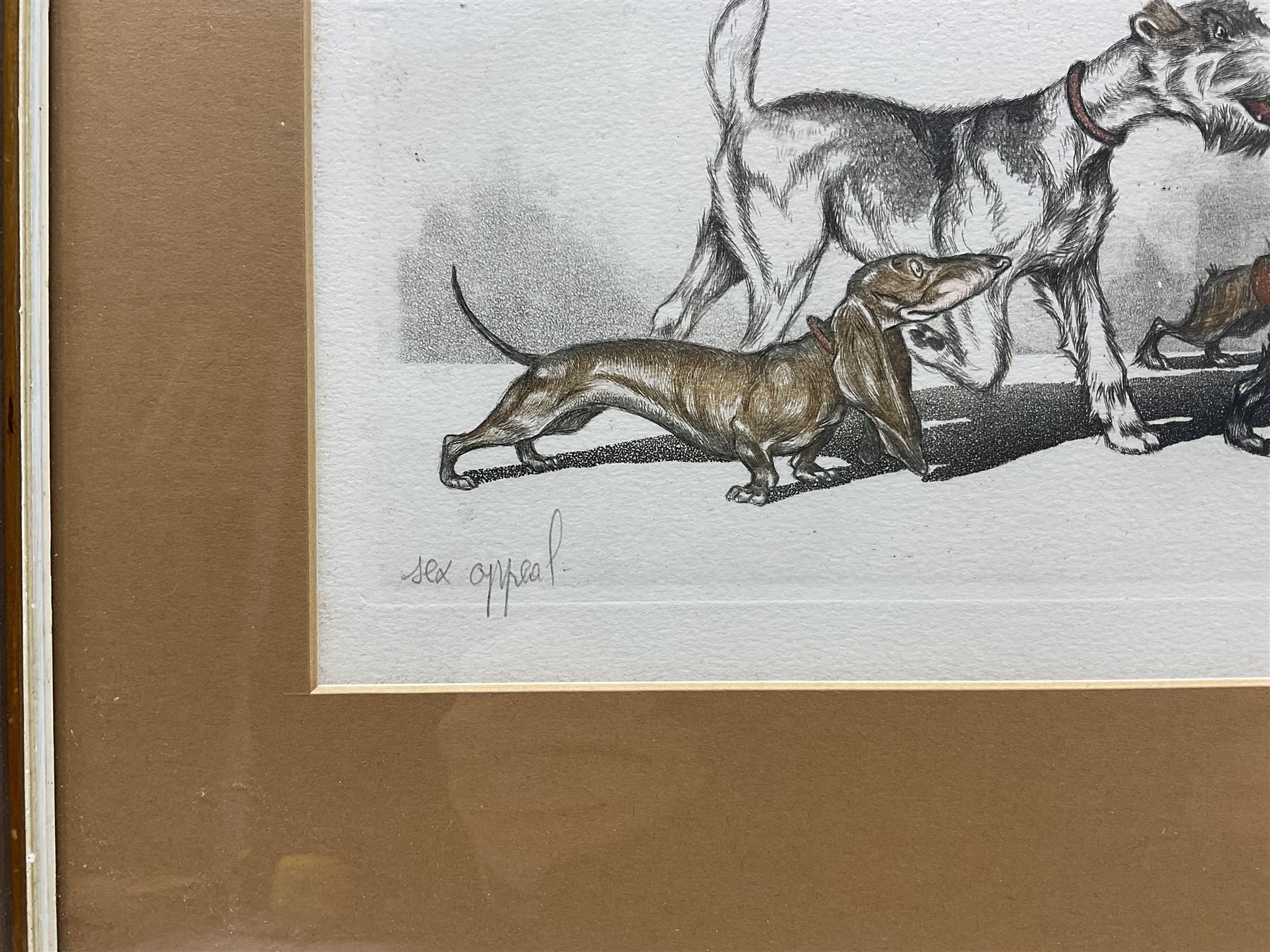 Arthur 'Boris' Klein (French 1893-1985): The Dirty Dogs of Paris, set of four etchings with hand colouring, titled respectively and signed in pencil 16cm x 45cm (4)