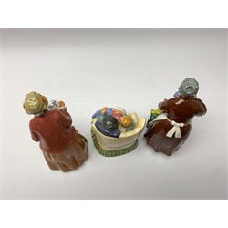 Three Royal Doulton figures, comprising Teatime HN2255, Flora HN2349, and Sweet Dreams HN2380. 
