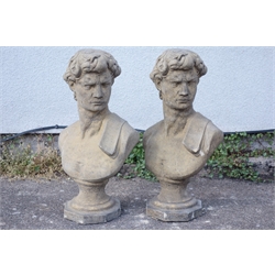  Two composite stone models of Roman Emperors H57cm, (2)  