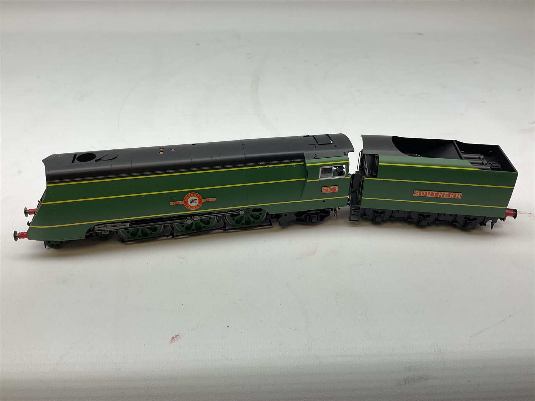 Hornby '00' gauge - Class P2 2-8-2 locomotive 'Cock O' The North' no. 2001, Class A4 4-6-2 locomotive 'Woodcock' no. 4493, Class A4 4-6-2 locomotive 'Golden Eagle' no. 60023 and Merchant Navy Class (Original) 4-6-2 locomotive 'Channel Packet' no. 21C1, all DCC ready (4)