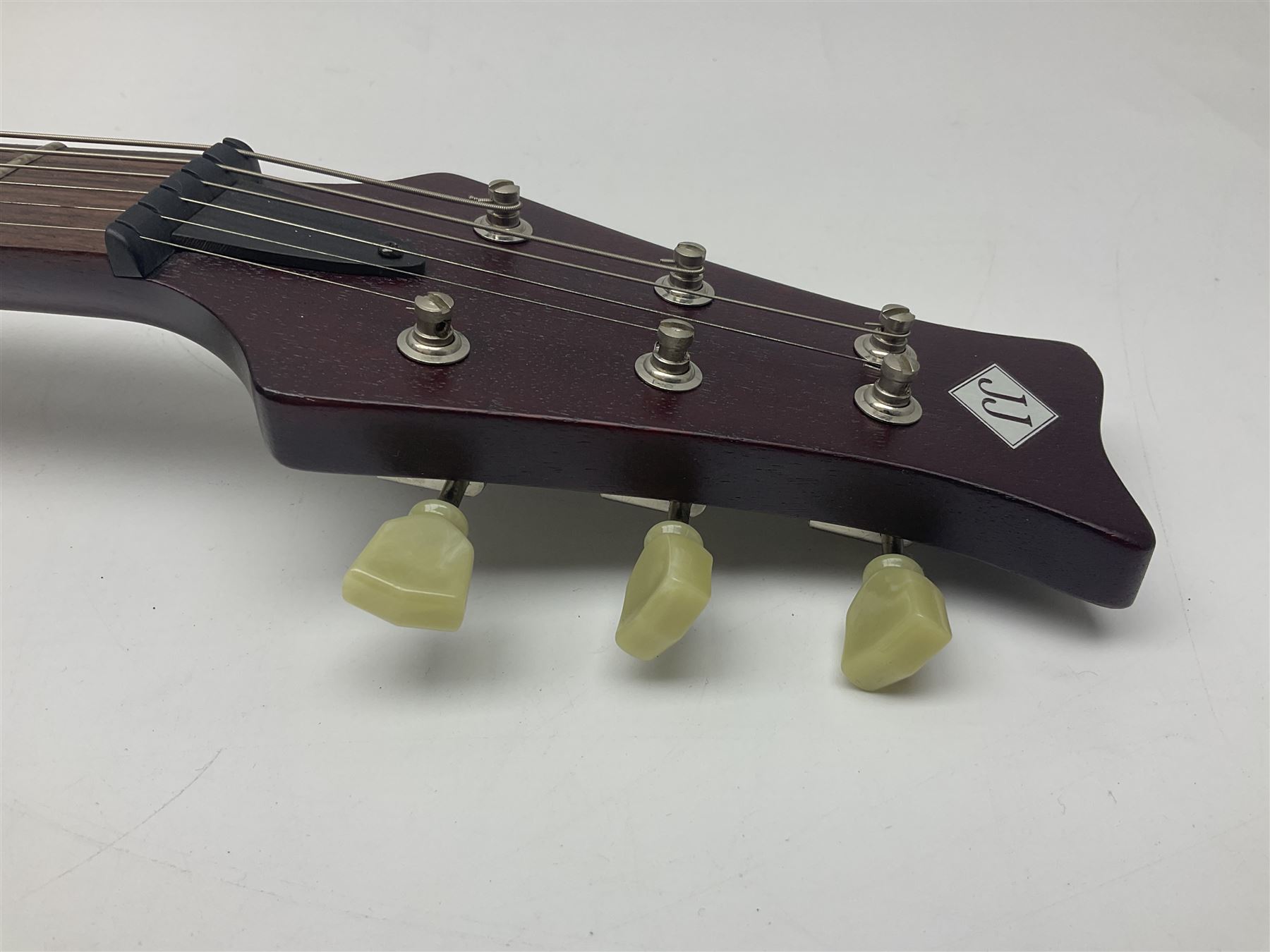 British hand-made mahogany electric guitar by 'JJ' luthier Dan Macpherson c2012 L95cm; in FX lightweight carrying case