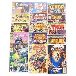 Collection of Bronze age and later Marvel comic books, titles including The Mighty Thor, The Fantastic Four and Alpha Flight etc, mostly bagged and carded (approximately 100)