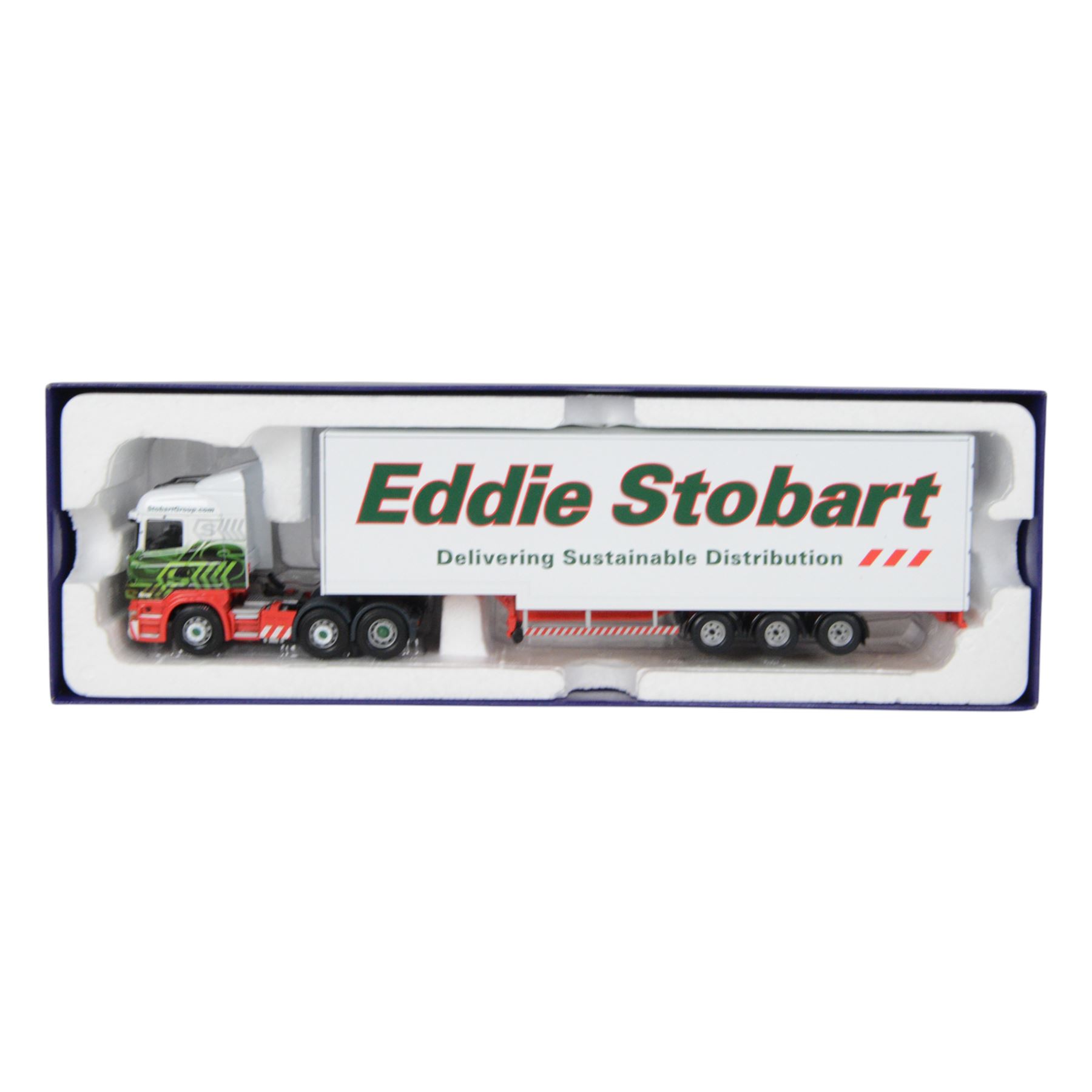 Three Corgi Hauliers of Renown Eddie Stobart 1:50 scale diecast model lorries, comprising CC15508 Volvo F10 Curatinside, CC13826 Mercedes Actros Fridge Trailer and CC13754 Scania R Facelift Box Step Frame Trailer, all boxed