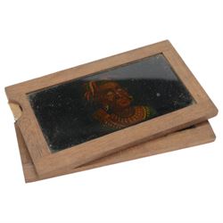 Five early 20th century animated magic lantern slides, including a Temperance meeting example and a Luna Caustic example