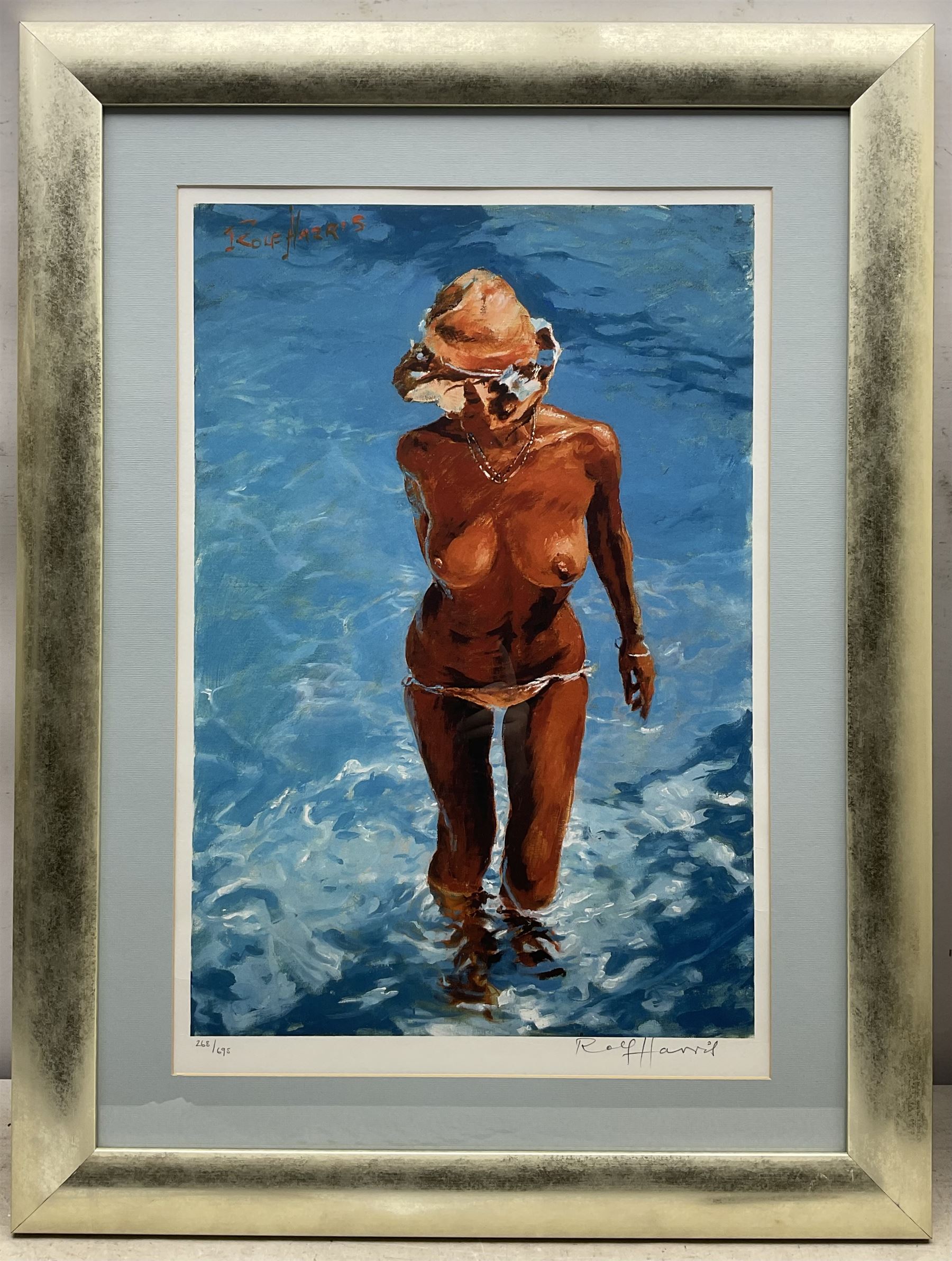 Rolf Harris (Australian 1930-): 'The Straw Hat' 'The Red Umbrella' and 'Sunset Lion', three limited edition  giclee prints signed and numbered 268/695, 175/195 and 194/345 in pencil, max 60cm x 36cm (3)