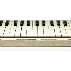 Italian Lambardi piano accordion in ivory coloured pearline case with jewelled decoration, twenty keys and one-hundred and twenty buttons L 37cm