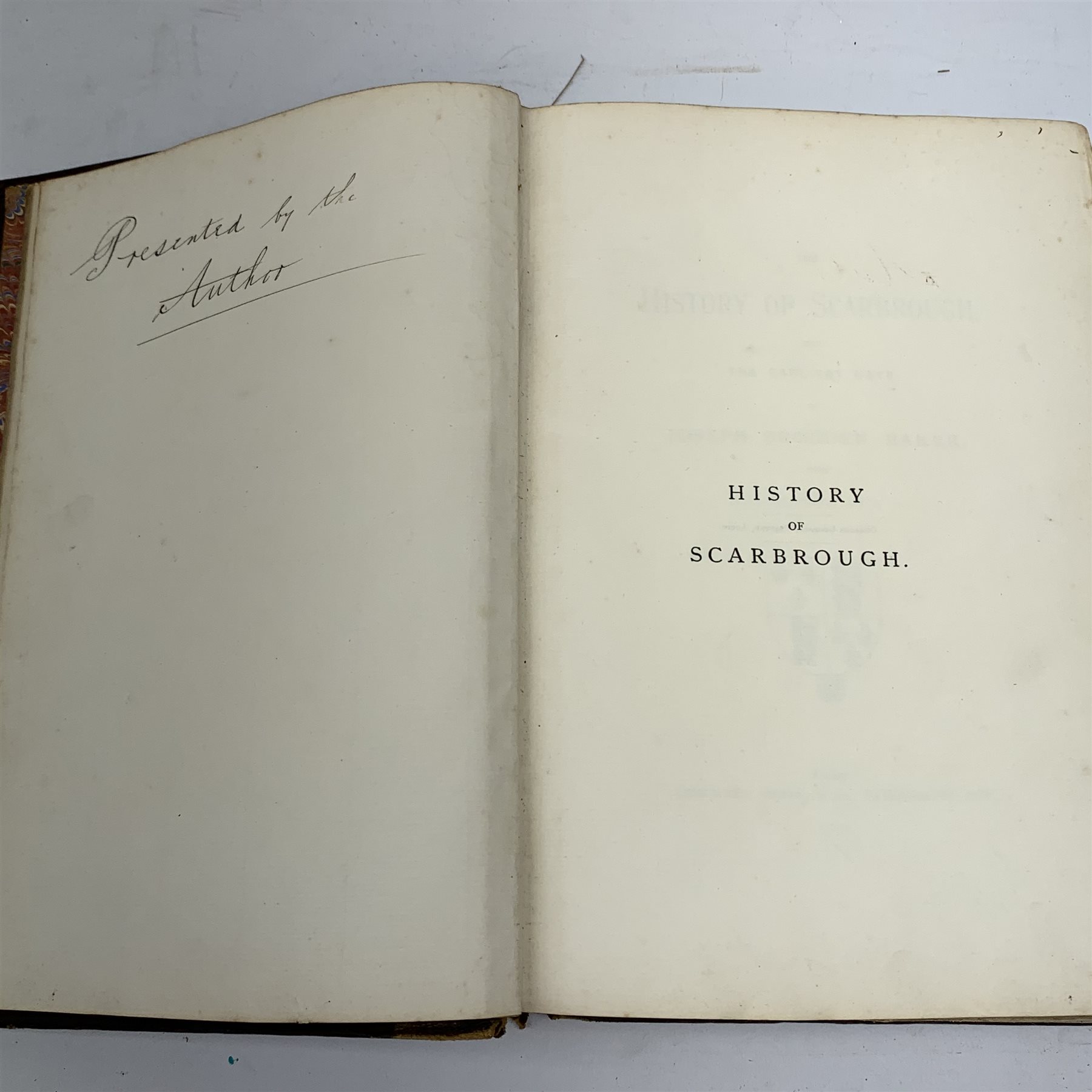  Brogden Baker Joseph : History of Scarborough from the Earliest Date 1882. Limited large paper edition No.24/100, black/white illustrations with fold out, inscribed 'Presented by the Author' 1vol  