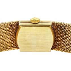 Omega ladies 9ct gold manual wind wristwatch, Cal. 484, silvered dial with baton hour markers, London 1968, on integral 9ct gold bracelet, hallmarked