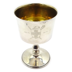  Silver goblet 'The Barker Ellis York Goblet' 534/1900 and silver medallion marking the 1900th anniversary of the city of York Birmingham 1970 both boxed with certificates approx 5.9oz  
