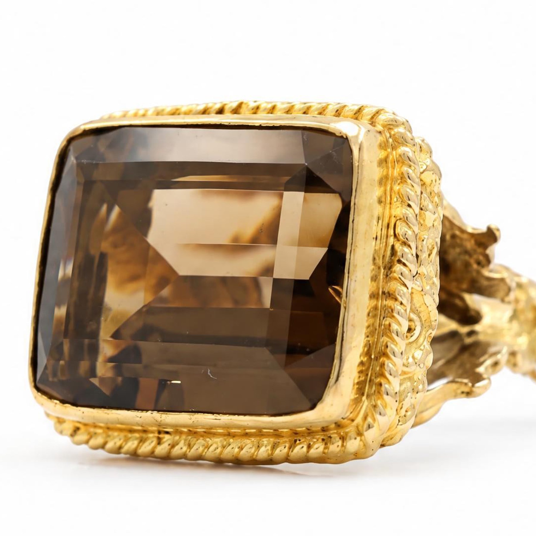 9ct gold smokey quartz horse pendant / fob, hallmarked