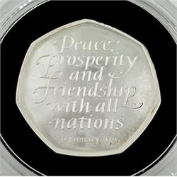 The Royal Mint 2020 'Withdrawal from the European Union' United Kingdom silver proof fifty pence coin, cased with certificate