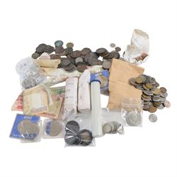 Great British and World coins, including two Queen Victoria silver crown coins, 1889 and 1...