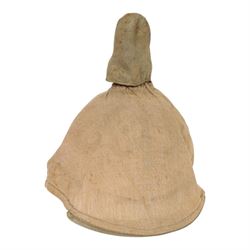 WWI canvas Pickelhaube Überzug (helmet cover), with ventilated finial cover, stamped D.H.P inside 