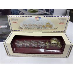 Eleven die-cast models from various makers to include Dinky 955 Fire Engine, missing ladder, boxed; Matchbox YY66 Her Majesty’s Gold State Coach; Corgi - CC18102 Scania R Series Toplone Fridge no.3474/3710; and further vehicles and aeroplanes to include Aviation Archive and Editions Atlas (11) 