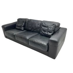 David Paine - 'Tennyson' three seat sofa, upholstered in soft black leather