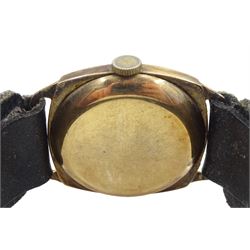 J.W. Benson 9ct gold gentleman's, 15 jewels manual wind rectangular wristwatch, movement No.145700, London 1933 and a Audax 9ct gold manual wind wristwatch, hallmarked, both on leather straps