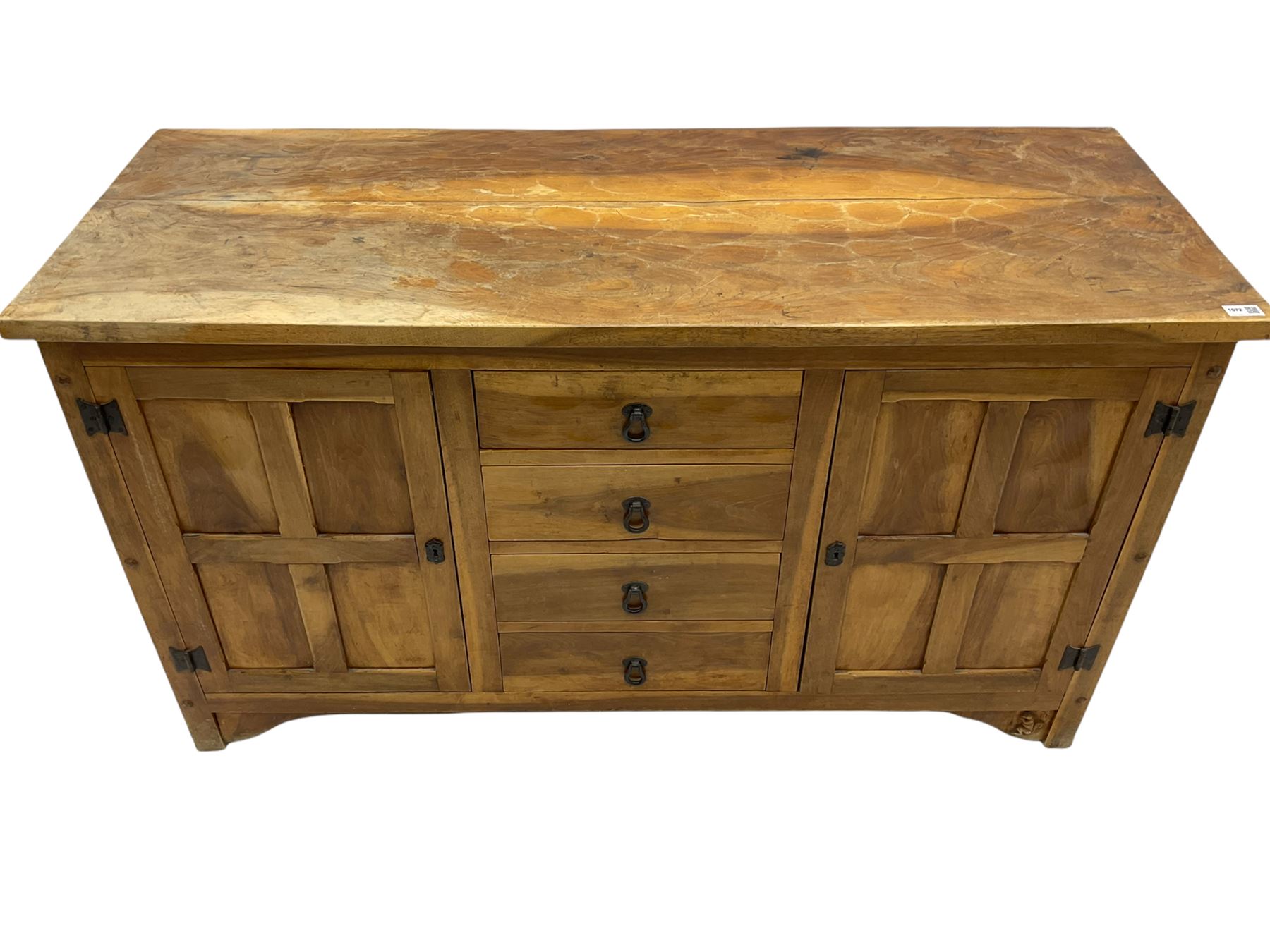 Yorkshire walnut Squirrelman sideboard, adzed top, carved squirrel signature
