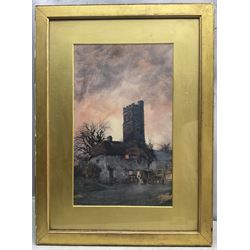 John Baragwanath King (British 1864–1939): A Devonshire Church, watercolour signed, indistinctly titled on label verso 45cm x 27cm 