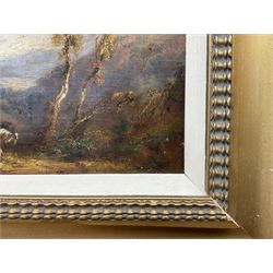 Samuel Williamson (British 1792-1840): Landscape with Goatherd, oil on panel signed and dated 1828, 13cm x 17cm 
