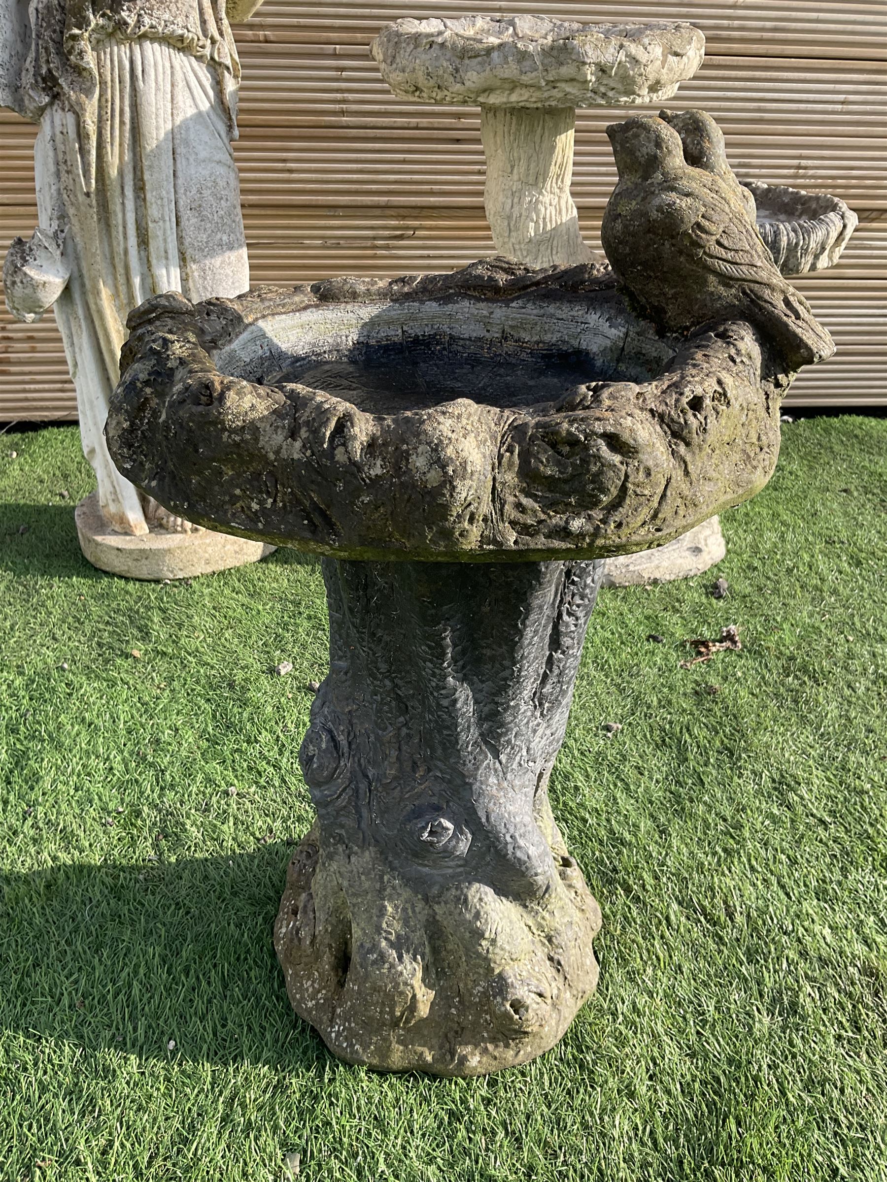 Cast stone garden figure and two bird baths  - THIS LOT IS TO BE COLLECTED BY APPOINTMENT FROM DUGGLEBY STORAGE, GREAT HILL, EASTFIELD, SCARBOROUGH, YO11 3TX