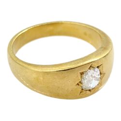 Early 20th century 18ct gold gypsy set single stone old cut diamond ring, diamond approx 0.25 carat