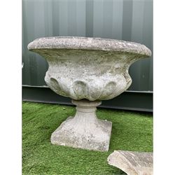 Five composite stone garden urns - THIS LOT IS TO BE COLLECTED BY APPOINTMENT FROM DUGGLEBY STORAGE, GREAT HILL, EASTFIELD, SCARBOROUGH, YO11 3TX