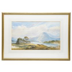 Attrib. Charles Frederick Buckley (British 1812-1869): 'Lower Lake, Killarney - from The Lake Hotel', watercolour, signed with initials and titled on label verso 31cm x 54cm