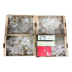 Collection of glassware to include, Caithness vase with floral decoration, six Royal Brierley wine glasses in boxes, glass punch bowl with twelve matching glasses etc, four boxes