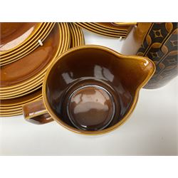 Hornsea Heirloom pattern coffee service for six, comprising of coffee pot, covered sucrier, milk jug, hot water jug, dessert plates, side plates, dinner plates, jug, salt and pepper shakers and serving platter 