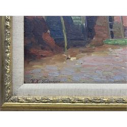 Wilhelm Heinrich Rohmeyer (German 1882-1936): 'Fischerhude' - Bremen Germany, oil on board signed, titled on label verso 41cm x 61cm