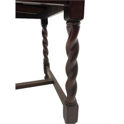 Early 20th century oak barley twist drawer-leaf dining table