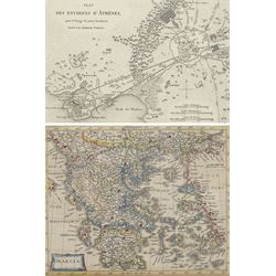 Pieter van den Keere (Flemish 1571-1646): 'Graecia', 17th century engraved map with hand-c...