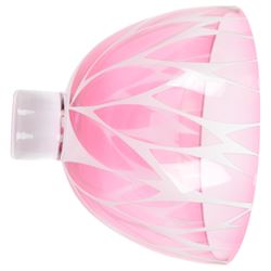 Gillies Jones of Rosedale glass bowl decorated with pink leaves with white rim, upon a short clear tapering foot, signed to base, H14cm D15cm