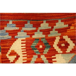  Kilim red ground runner rug, vegetable dye wool, 190cm x 62cm  