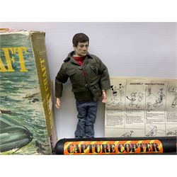 Action Man - one figure, boxed Assault Craft, dismantelled  Capture Copter, two bags of equipment and accessories etc