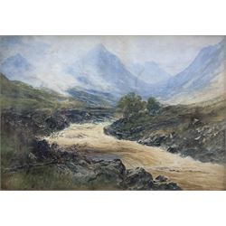 Thomas Swift Hutton (British 1860-1935): Highland Beck, watercolour signed 38cm x 55cm in fine gilt gesso frame