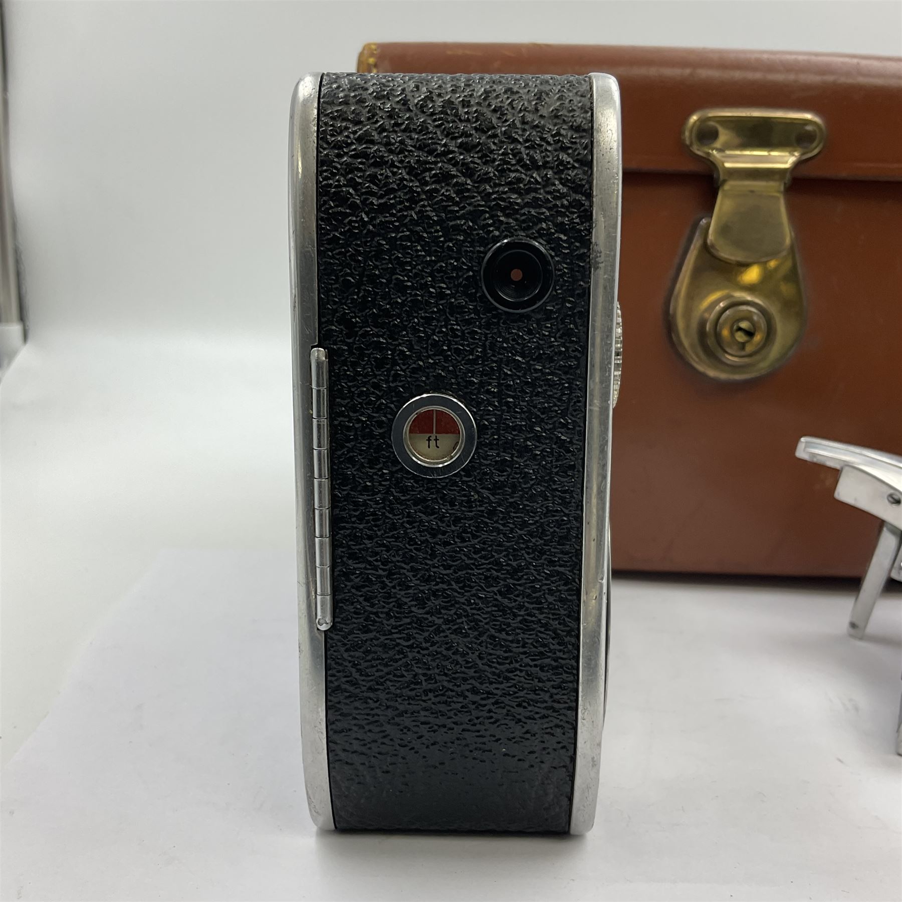 Paillard Bolex D8L STD 8mm cine camera body, serial no. 831223, with 'Paillard Switar 1:1.8 f=36mm AR' lens, serial no. 769123, Paillard Yvar 1:1.8 f=13mm AR' lens, serial no. 782154 and Paillard Pizard 1:1.9 f=5.5mm AR' lens, serial no. 717045, in leather carry case