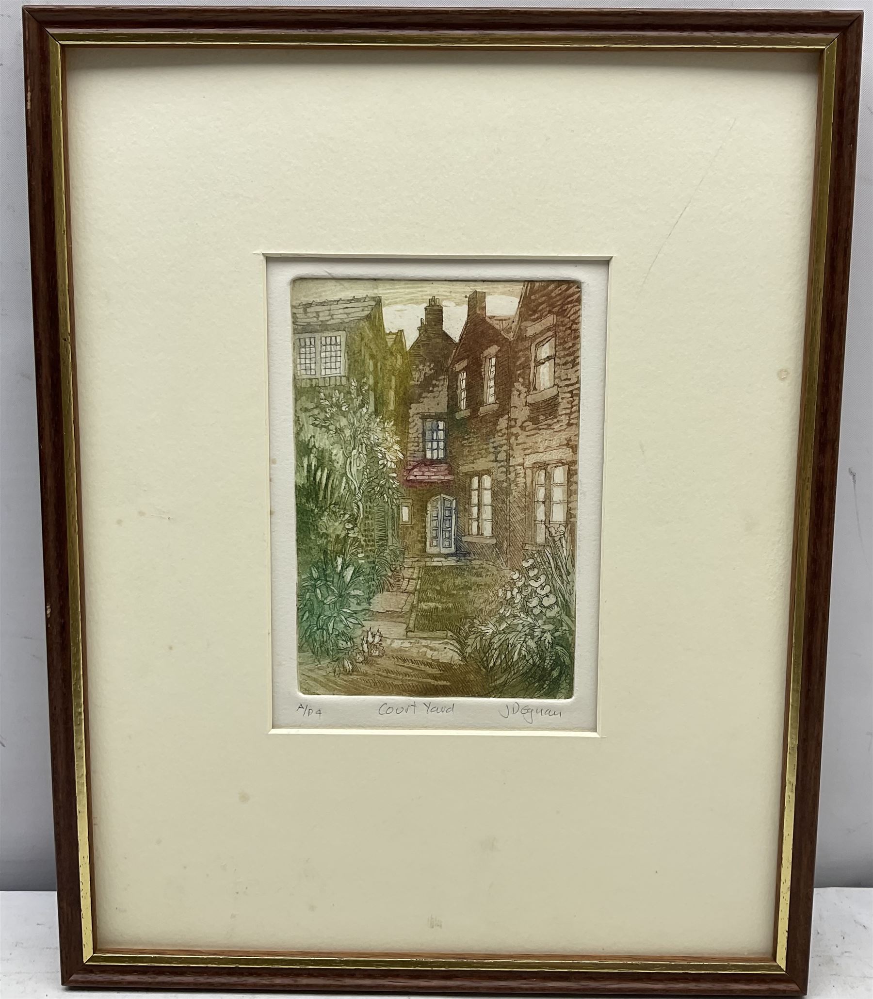 John Degnan (Northern British 1947-): 'Fryup Dale' North Yorkshire; 'Stout Steps'; 'High Force' and 'Court Yard', four etchings signed titled and numbered 39/100, 26/100, 16/25 and AP 4, max 23cm x 17cm (4)