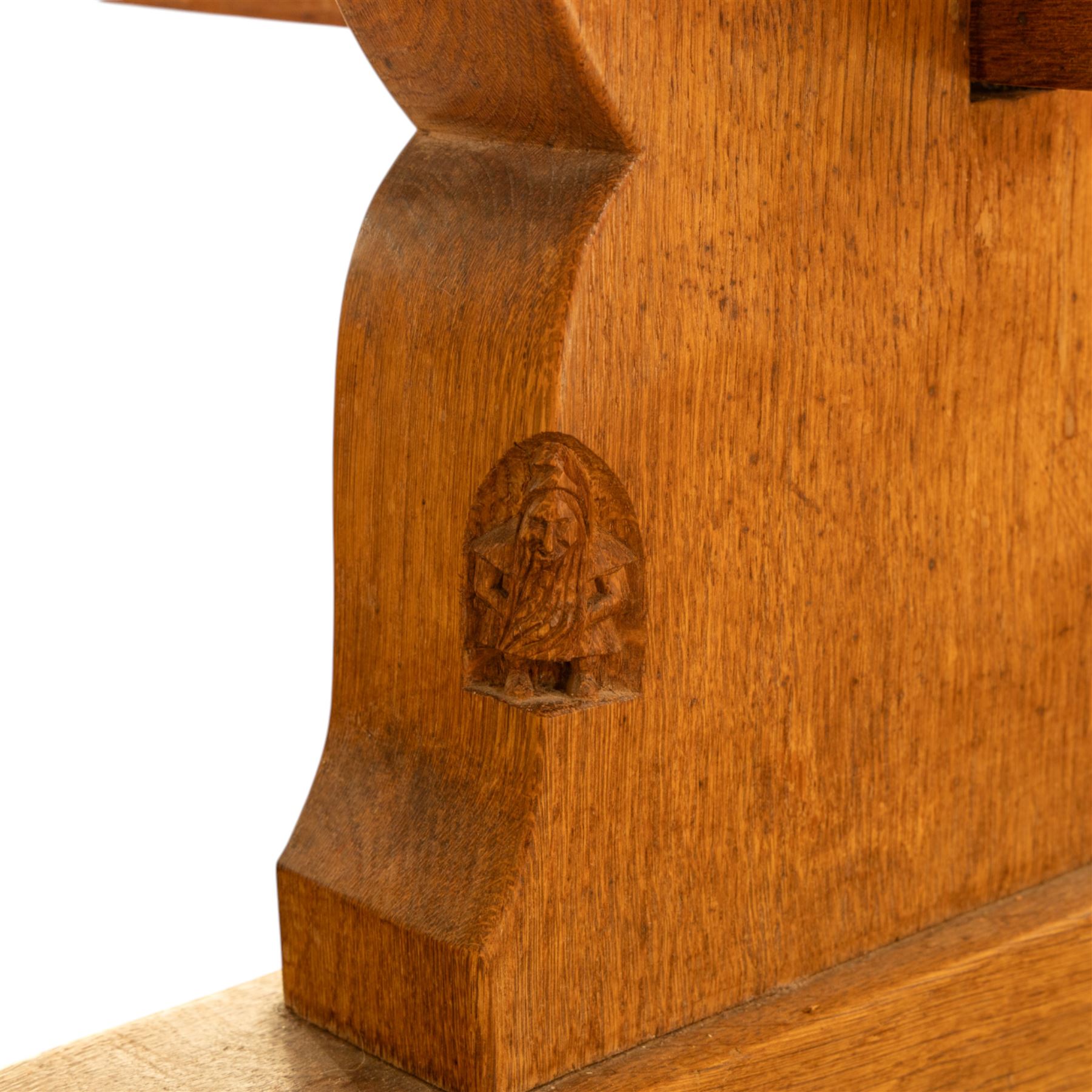 Gnomeman - 18ft adzed oak dining table, carved with gnome signature, by Thomas Whittaker, Littlebeck 