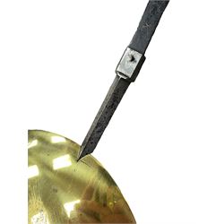 Henry Hindley of York – mid-18th century oak cased 8-day longcase clock,
flat topped caddy pediment with gesso finials, rectangular hood door flanked by wooden turned pilasters with capitals, canted trunk with a full-length break arch topped door on a short plinth with applied skirting and bracket feet, brass dial with a silvered chapter ring, Roman numerals and five-minute Arabic’s, minute and inner quarter hour tracks, matted dial centre with subsidiary seconds dial, blued steel hands and female head pattern spandrels, silvered calendar dial to the break arch with dolphin spandrels, four pillar rack striking movement, striking the hours on a bell. With weights and pendulum. 
H250 W48 D27
Henry Hindley originally from Wigan (Lancs) is recorded as working in York from Petergate 1731-41 then Stonegate 1741-1771. A famous and highly innovative maker, often referred to as the “Tompion of the North.” 
