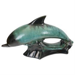 Blue Mountain Pottery, large tiger, together with two dolphins and two brown bears 