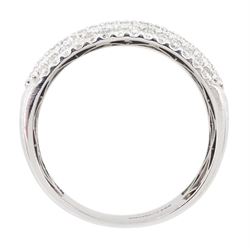 18ct white gold pave set round brilliant cut diamond dome ring, Sheffield 2011, total diamond weight approx 1.40 carat 