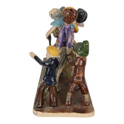 Two Will Young studio pottery figure groups, comprising 'Uncle Tom Cobley and All' and 'Widecombe Fair', both with signatures, tallest H16cm