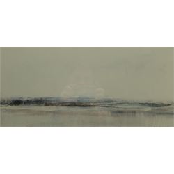Mark Irving (Northern British Contemporary): 'Northumbrian Coastal Landscape', acrylic on board signed and dated 2017, titled verso 23cm x 48cm