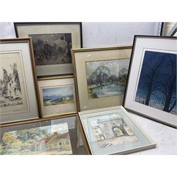 Collection of original watercolours to include George Trevor, H R Wilkinson, J Tucker and W H Burns with some other prints (qty)