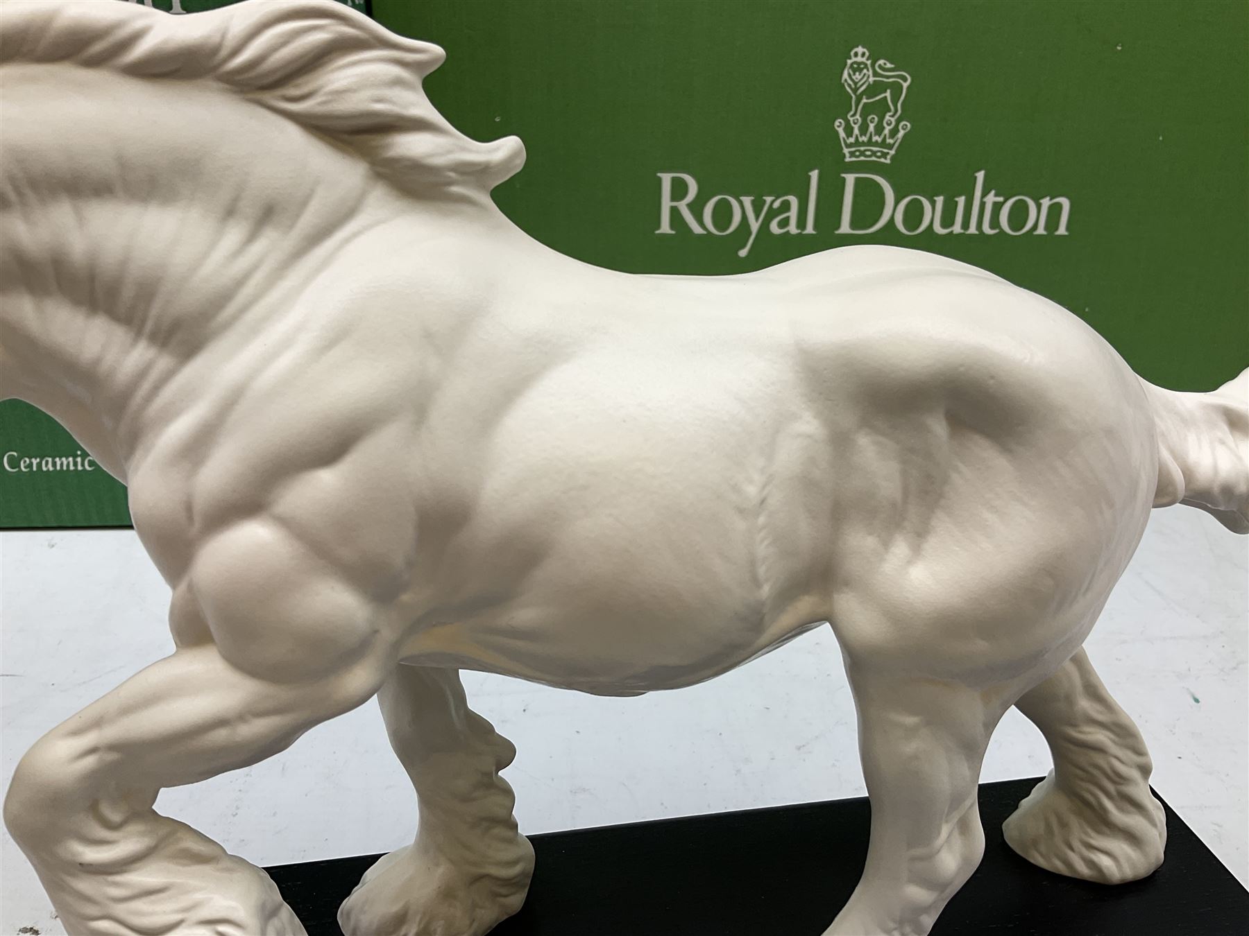 Five Beswick and Royal Doulton horse figures in matt white on black plinths, comprising of  Spirit of Affection no. 2689/2536, Springtime no.2837, Spirit of peace no.2916, Spirit of earth no.2914 and Spirit of the wild no. 183, together with a composite figure of a horse (6)