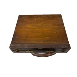 Dorothea Sharp ROI RBA (1874-1955): 20th century mahogany artist's box from Sharp's London studio, including contents: brushes and pallet knives, together with a studio palette, The Biography of Dorothea Sharp, Rock Pools & Sunshine by Helen Entwisle, and copies of two letters relating to the acquisition of the artist's box.

Provenance: Acquired alongside the purchase of other items from Sharp's Studio from Mr & Mrs Mills by Biographer Helen Entwisle in 1994). Later purchased by the current vendor along with other items from Entwisle who currently lives in Knaresborough. (Part sold at Lanes in Cornwall). 
