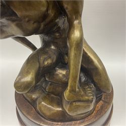 After Giambologna: Abduction of a Sabine Woman, bronze figure, on circular wooden base, H68cm