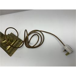 Pair of brass table lamps in the form of fluted Corinthian columns, H46cm